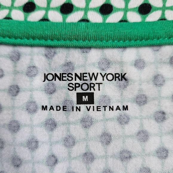Jones New York Sport cotton green black white top geometric pattern short sleeve - Picture 8 of 11